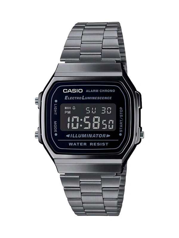 Casio Vintage A168WGG-1BDF Black Digital Dial Black Stainless Steel Band D182