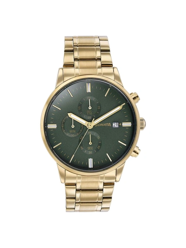 Sonata Men 2.O Green Dial Stainless Steel Watch