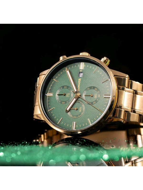 Sonata Men 2.O Green Dial Stainless Steel Watch