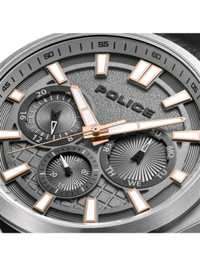 Police Men Grey Dial Leather Black Strap Analog Watch-