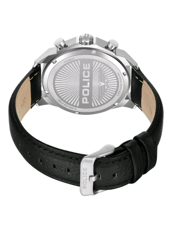 Police Men Grey Dial Leather Black Strap Analog Watch-