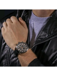Police Men Grey Dial Leather Black Strap Analog Watch-
