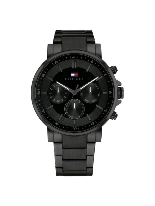 TOMMY HILFIGER Quartz Multifunction Black Stainless Steel Strap for Men (M)