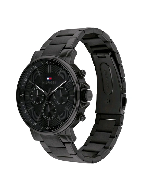 TOMMY HILFIGER Quartz Multifunction Black Stainless Steel Strap for Men (M)