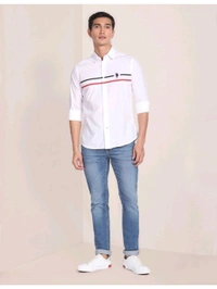 U.S POLO ASSN. Horizontal Stripe Cotton Casual Shirt - White, S