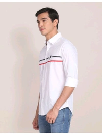 U.S POLO ASSN. Horizontal Stripe Cotton Casual Shirt - White, S