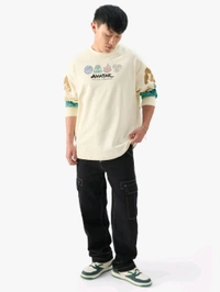 The Souled Store Official Avatar Aang And Appa Men Oversized Full Sleeve T-Shirts - Baja White, S