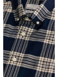 Snitch Navy Blue Checks Oxford Shirt - Jacarta, L