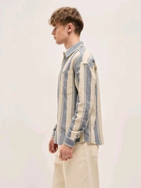 The Bear House Men Blue Cotton Relaxed Fit Casual Shirt - Baja White, XL