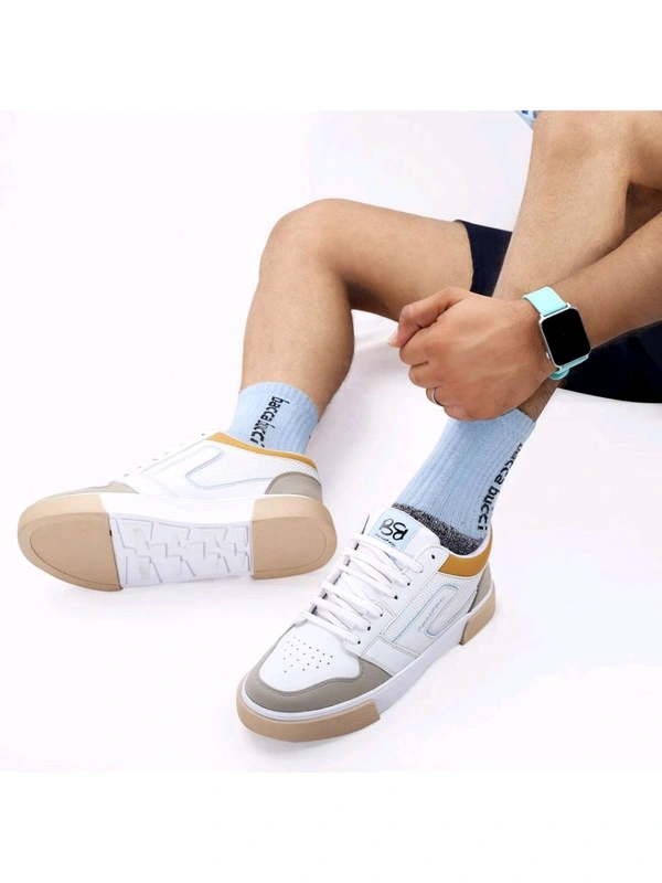 Bacca Bucci Multi-Color Slayer Korean Style Low Top Streetwear Sneakers for Men - White, UK 09