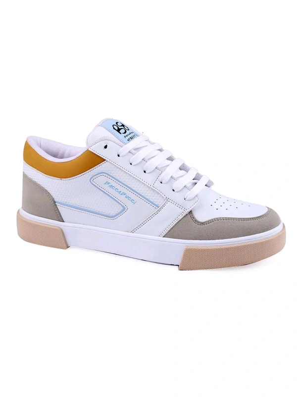 Bacca Bucci Multi-Color Slayer Korean Style Low Top Streetwear Sneakers for Men - White, UK 11