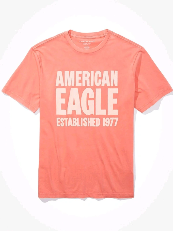 American Eagle Men Pink Super Soft Graphic T-Shirt - Tickle Me Pink, L
