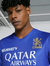 Puma  X Rcb 2024 Men Blue and Red Replica Jersey T-Shirt - Red Orange, M