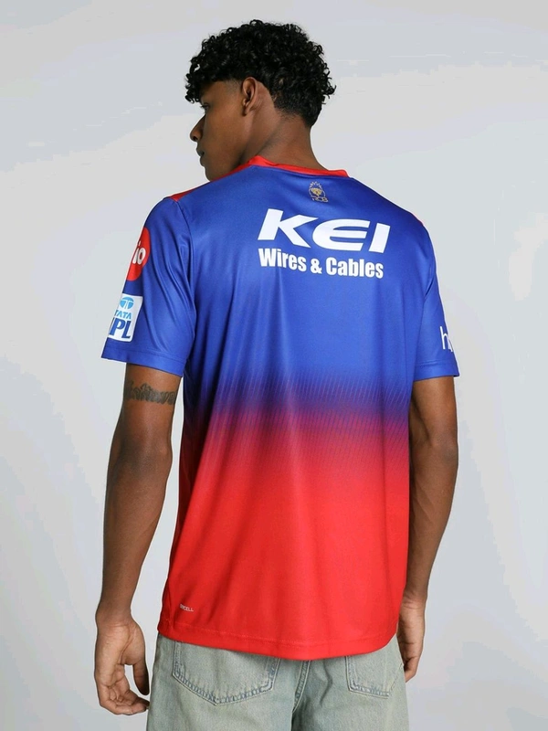 Puma  X Rcb 2024 Men Blue and Red Replica Jersey T-Shirt - Red Orange, M