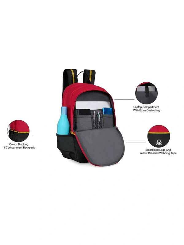 United Colors of Benetton Cairate Unisex 14 Inch Laptop Backpack - Red - Guardsman Red