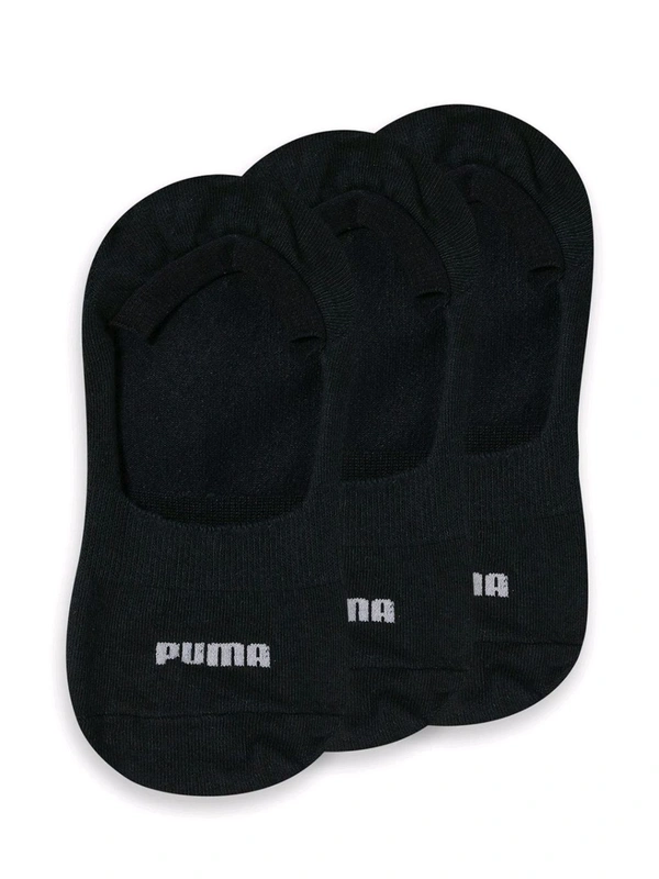 Puma  Basic Footie Plain Unisex Black Socks (Pack of 3)