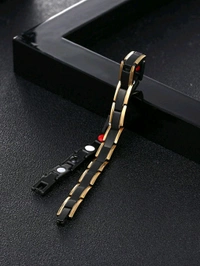 Yellow Chimes Men Black & Gold-Toned Link Bio Energy Bracelet