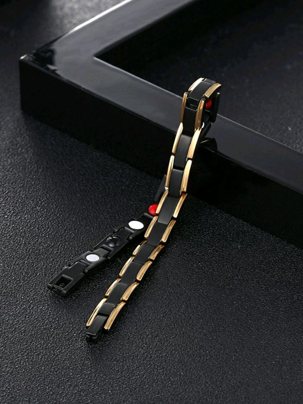 Yellow Chimes Men Black & Gold-Toned Link Bio Energy Bracelet