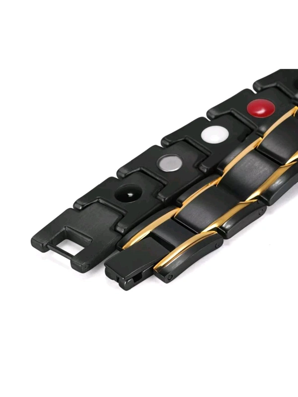 Yellow Chimes Men Black & Gold-Toned Link Bio Energy Bracelet