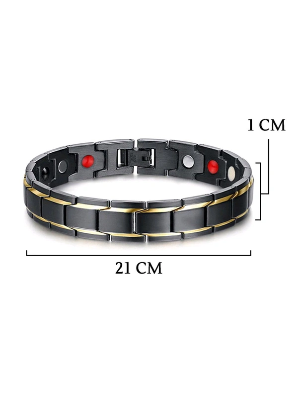 Yellow Chimes Men Black & Gold-Toned Link Bio Energy Bracelet