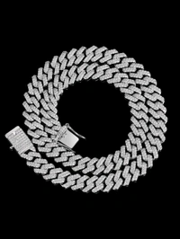 Zorva White Miami Link Silver Plated Stainless Steel Cuban Necklace