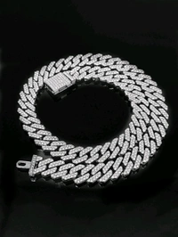 Zorva White Miami Link Silver Plated Stainless Steel Cuban Necklace