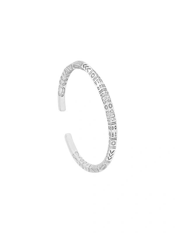 Zorva  Silver Stainless Steel Open Kada Bracelets for Men