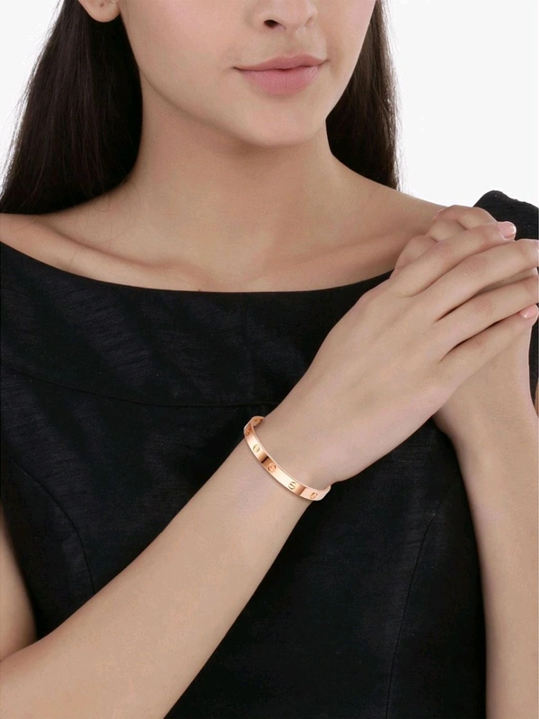 Zorva Rose Gold Plated Stainless Steel Kada Bracelet for Men and Women