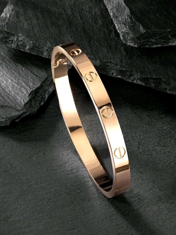 Zorva Rose Gold Plated Stainless Steel Kada Bracelet for Men and Women