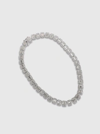 Zorva Men Geometric Bling Collar Necklace - Silver