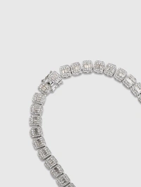 Zorva Men Geometric Bling Collar Necklace - Silver