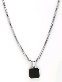 Zorva  Men Silver Plated Artificial Stone Stainless Steel Pendant With Chain