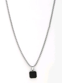 Zorva  Men Silver Plated Artificial Stone Stainless Steel Pendant With Chain