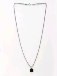 Zorva  Men Silver Plated Artificial Stone Stainless Steel Pendant With Chain