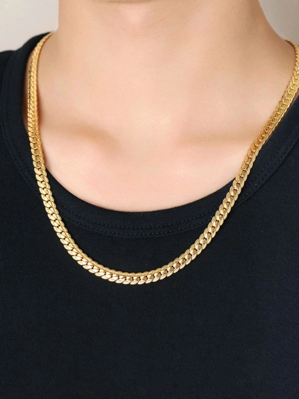 Zorva Gold -toned Stainless Steel Flat Curb Pattern Neck Chain