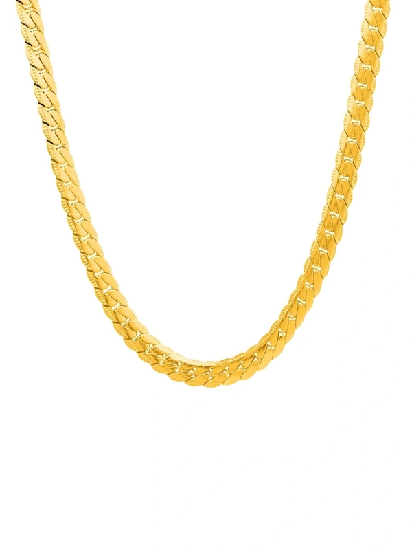 Zorva Gold -toned Stainless Steel Flat Curb Pattern Neck Chain