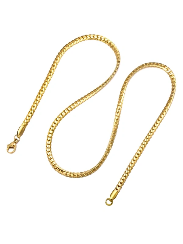 Zorva Gold -toned Stainless Steel Flat Curb Pattern Neck Chain