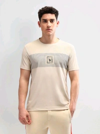 U.S POLO ASSN. Beige Printed T-Shirt - Salomie, M