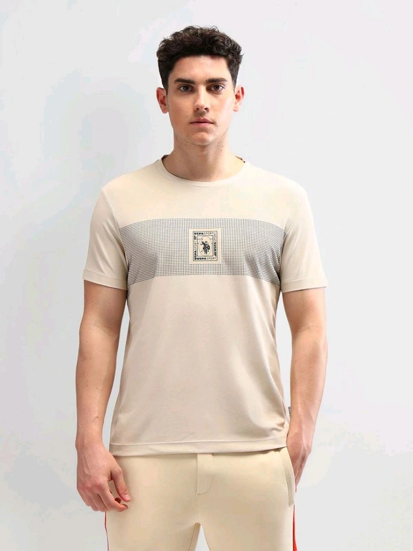 U.S POLO ASSN. Beige Printed T-Shirt - Salomie, M