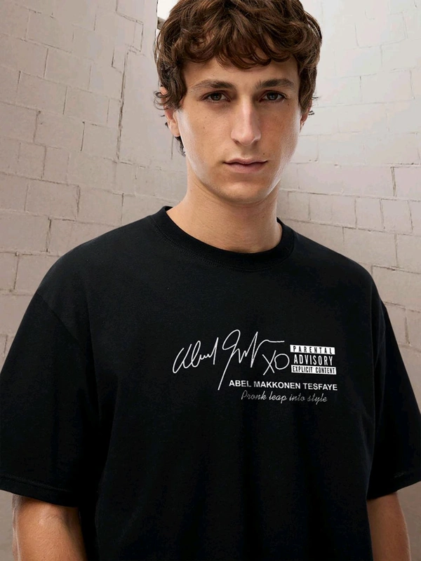 PRONK The Weekend Men Oversized Printed T-Shirt - Black, M