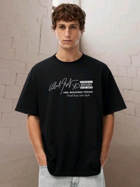 PRONK The Weekend Men Oversized Printed T-Shirt - Black, M