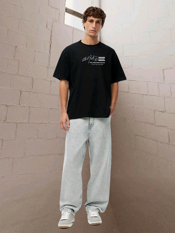 PRONK The Weekend Men Oversized Printed T-Shirt - Black, M