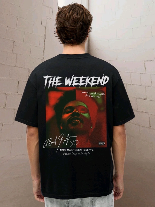 PRONK The Weekend Men Oversized Printed T-Shirt - Black, L