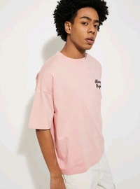 URB_N Men Back Printed Boxy Fit T-shirt - Pink, M