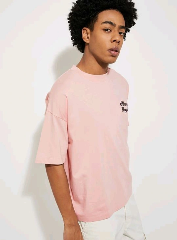 URB_N Men Back Printed Boxy Fit T-shirt - Pink, M