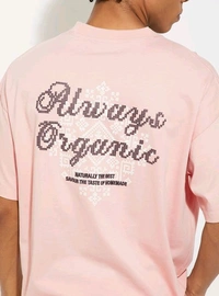 URB_N Men Back Printed Boxy Fit T-shirt - Pink, L