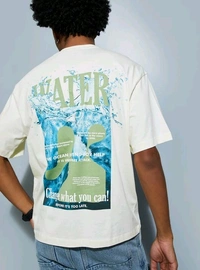 URB_N Men Printed Oversized T-shirt - White, S
