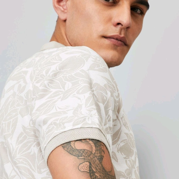 URB_N Men Printed Polo T-shirt - Mercury, S