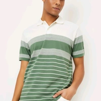 URB_N Men Striped Polo T-shirt - White, L