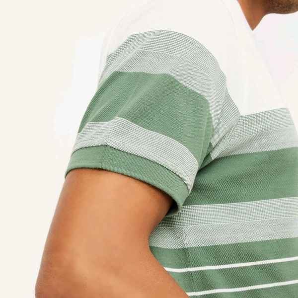 URB_N Men Striped Polo T-shirt - White, L